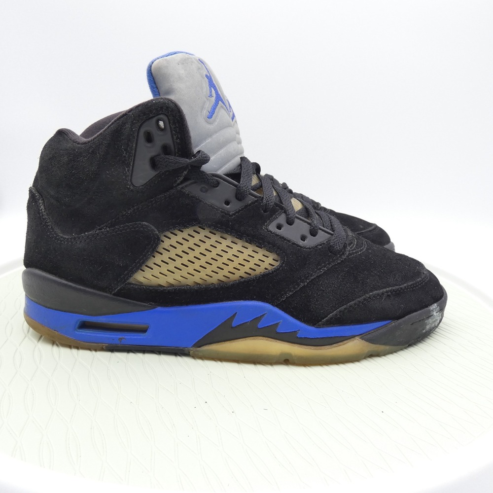 Nike Air Jordan 5 Retro Racer Blue Black Suede Sneakers CT4838-004 Mens 9.5